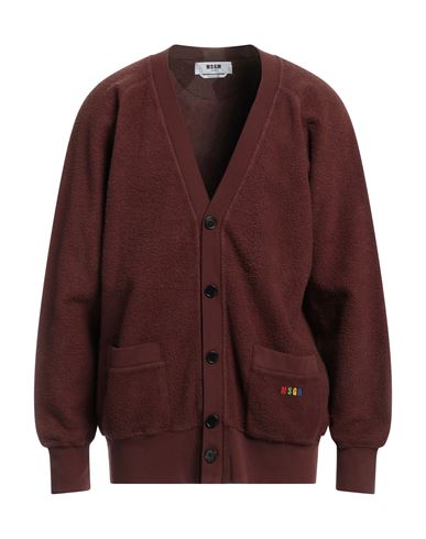 Msgm Man Cardigan Cocoa Size Xl Cotton In Brown