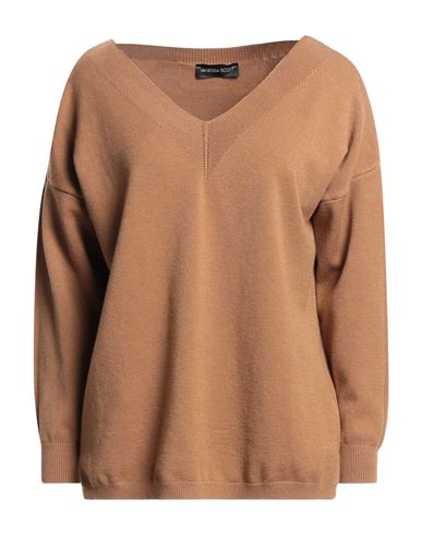 Vanessa Scott Woman Sweater Camel Size Onesize Viscose, Polyester, Polyamide In Beige