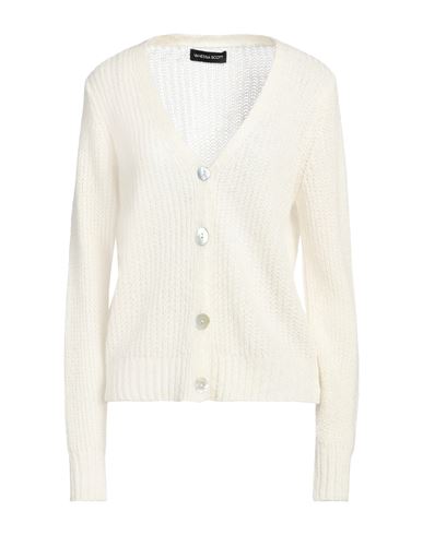 Shop Vanessa Scott Woman Cardigan Cream Size Onesize Acrylic, Polyamide, Mohair Wool In White