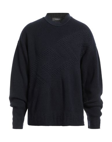 Versace Man Sweater Midnight Blue Size 42 Virgin Wool