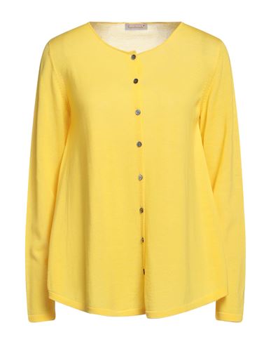 Handmade Woman Cardigan Yellow Size Xs Merino Wool