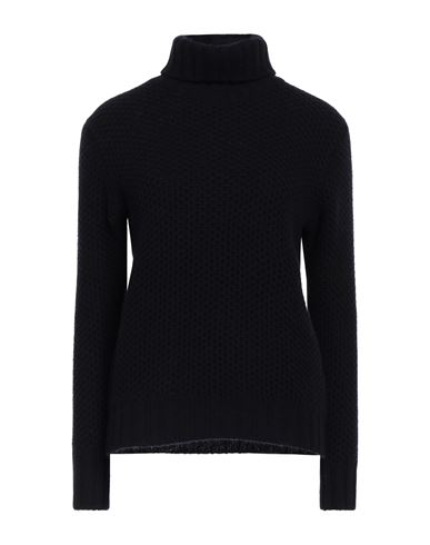 Mp Massimo Piombo Woman Turtleneck Midnight Blue Size 8 Lambswool In Black