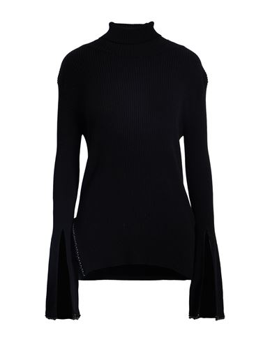 Simona Corsellini Woman Turtleneck Black Size L Viscose, Polyester In Black