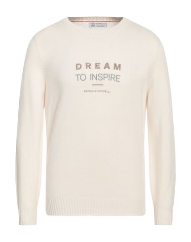 Brunello Cucinelli Man Sweater Cream Size 48 Cashmere In White