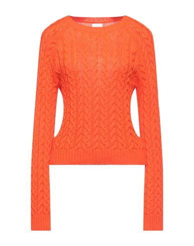 Merci .., Woman Sweater Mandarin Size M Wool, Acrylic, Alpaca Wool In Orange
