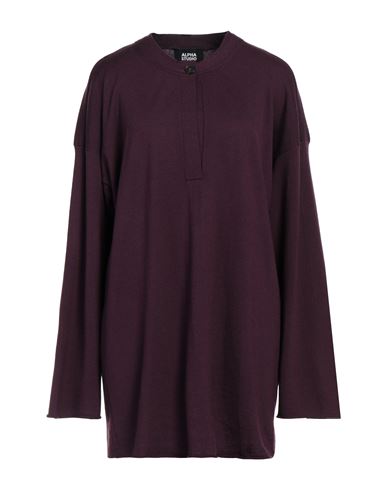 Alpha Studio Woman Sweater Deep Purple Size 14 Merino Wool