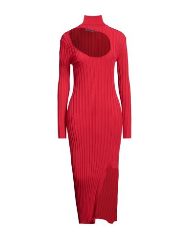Simona Corsellini Woman Midi Dress Red Size 6 Viscose, Polyester