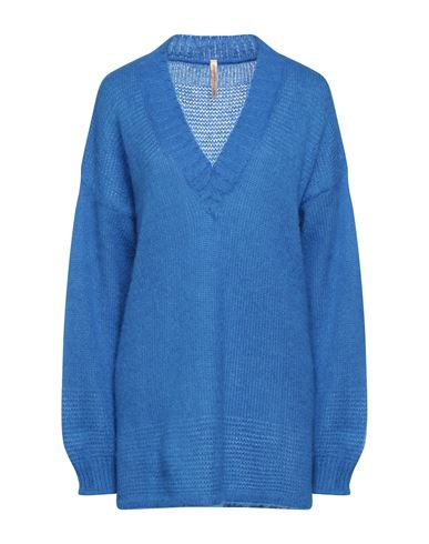 Lfdl La Fabbrica Della Lana Woman Sweater Bright Blue Size Xl Acrylic, Polyamide, Mohair Wool