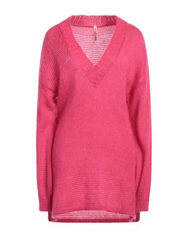 Lfdl La Fabbrica Della Lana Woman Sweater Fuchsia Size Xl Acrylic, Polyamide, Mohair Wool In Pink