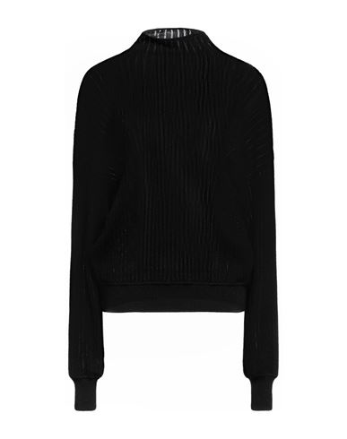 Agnona Woman Turtleneck Black Size S Cashmere, Silk, Polyamide, Metallic Polyester