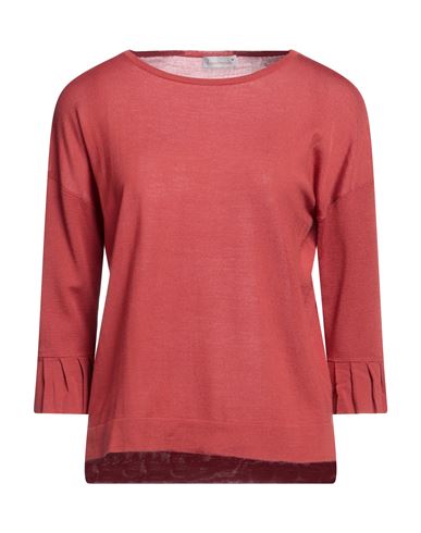 Handmade Woman Sweater Brick Red Size Xs Merino Wool