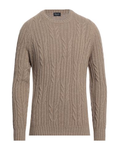 Drumohr Man Sweater Light Brown Size 42 Cashmere In Beige