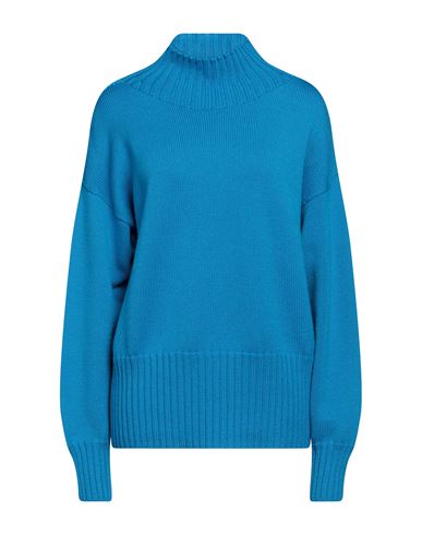 Drumohr Woman Turtleneck Azure Size L Merino Wool In Blue