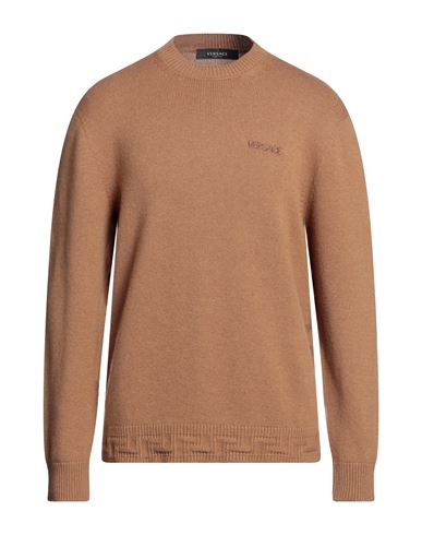 Shop Versace Man Sweater Camel Size 40 Cashmere, Viscose In Beige
