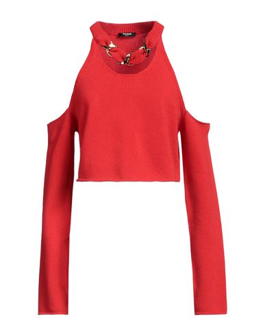 Shop Balmain Woman Sweater Red Size 6 Wool, Aluminum