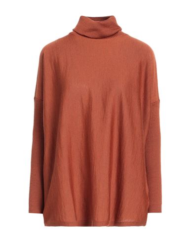 Shirtaporter Woman Turtleneck Rust Size 8 Merino Wool In Red