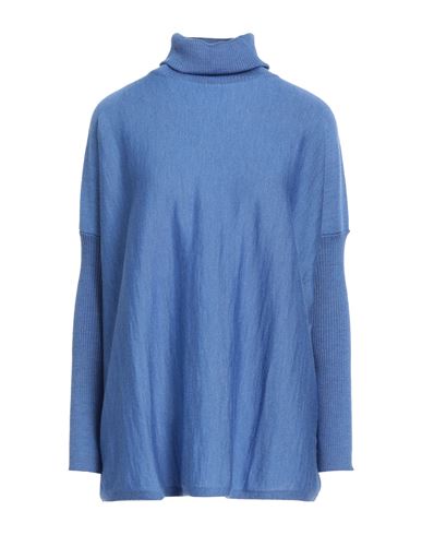 Shirtaporter Woman Turtleneck Azure Size 8 Merino Wool In Blue