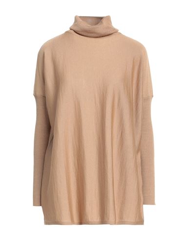 Shirtaporter Woman Turtleneck Camel Size 10 Merino Wool In Beige