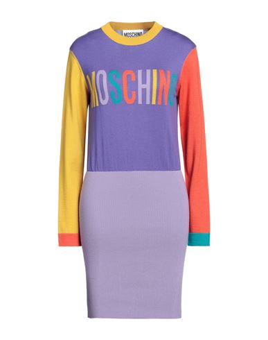Shop Moschino Woman Mini Dress Purple Size 8 Virgin Wool