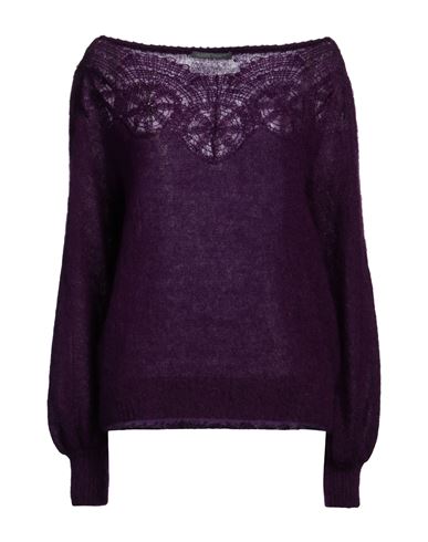Alberta Ferretti Woman Sweater Purple Size 8 Mohair Wool, Polyamide, Virgin Wool, Elastane In Purple