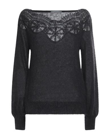 Alberta Ferretti Woman Sweater Black Size 10 Mohair Wool, Polyamide, Virgin Wool, Elastane