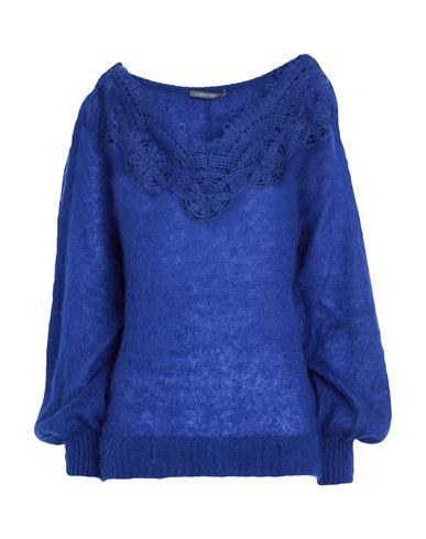 Alberta Ferretti Woman Sweater Blue Size 8 Mohair Wool, Polyamide, Virgin Wool, Elastane