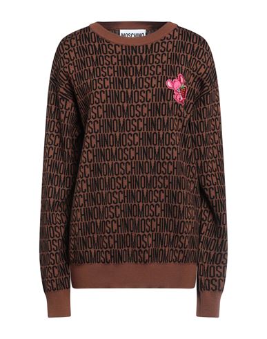 Moschino Woman Sweater Brown Size 18 Virgin Wool