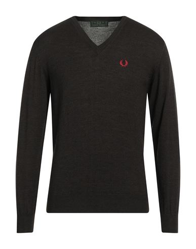 Shop Fred Perry Man Sweater Dark Brown Size Xl Wool