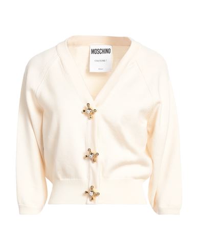 Moschino Button-embellished Wool Cardigan In White