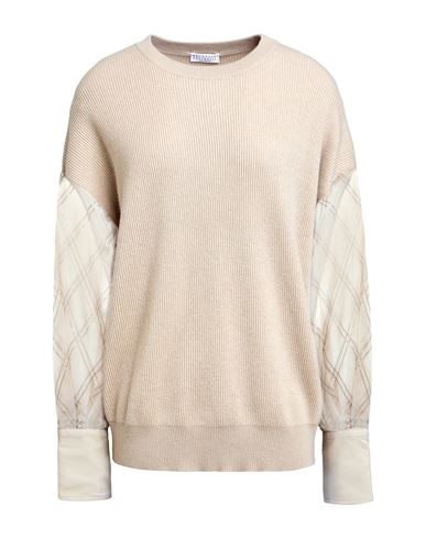 Brunello Cucinelli Woman Sweater Beige Size Xxl Cashmere, Polyester, Silk, Acetate