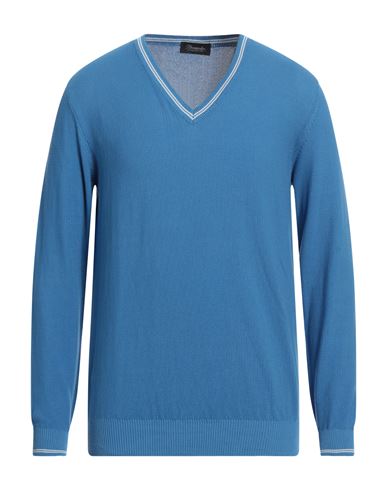 Drumohr Man Sweater Azure Size 40 Cotton In Blue