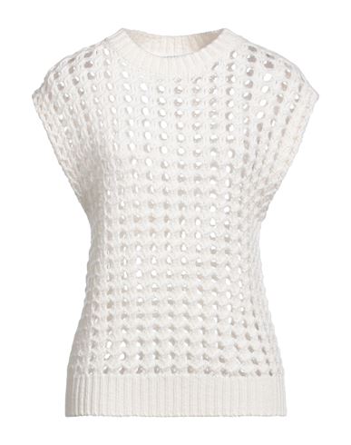 Brunello Cucinelli Woman Sweater Ivory Size L Cashmere, Silk In White