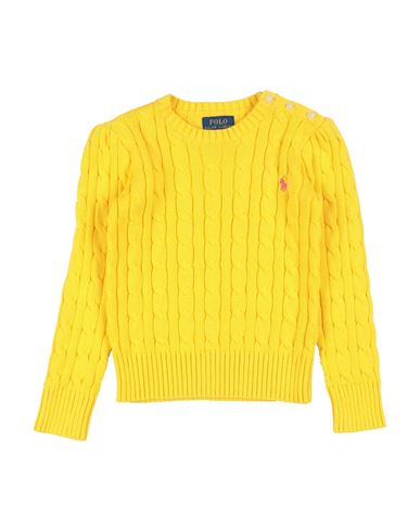 Polo Ralph Lauren Babies'  Cable Cn-sweater-pullover Toddler Girl Sweater Yellow Size 5 Cotton