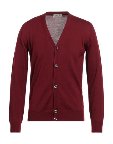 Tsd12 Man Cardigan Burgundy Size 3xl Merino Wool, Acrylic In Red
