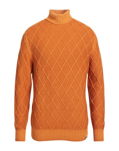 H953 Man Turtleneck Orange Size 42 Merino Wool