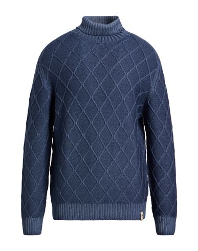 H953 Man Turtleneck Navy Size 42 Merino Wool In Blue