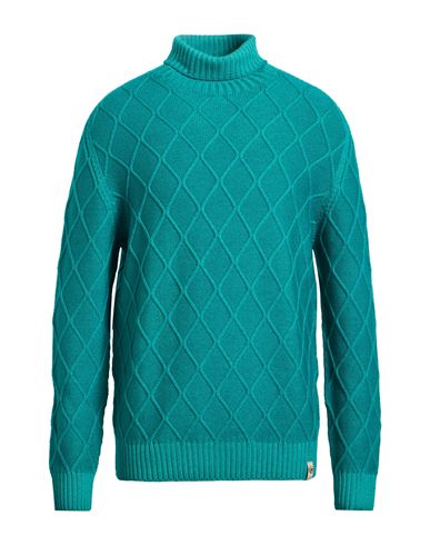 H953 Man Turtleneck Emerald Green Size 44 Merino Wool In Green