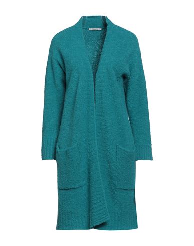 Kangra Woman Cardigan Turquoise Size 4 Alpaca Wool, Wool, Silk, Polyamide In Blue