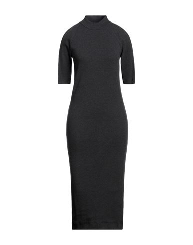 Brunello Cucinelli Woman Midi Dress Lead Size 3xl Cotton, Cashmere, Elastane In Grey