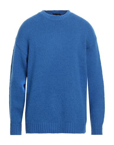 Roberto Collina Man Sweater Bright Blue Size 40 Baby Alpaca Wool, Nylon, Wool In Blue