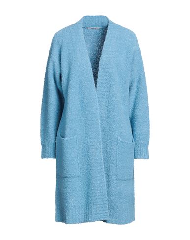 Kangra Woman Cardigan Azure Size 8 Alpaca Wool, Wool, Silk, Polyamide In Blue