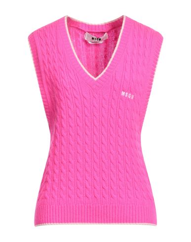 Msgm Woman Sweater Fuchsia Size M Wool, Cashmere In Pink