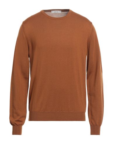 Vneck Man Sweater Tan Size 50 Merino Wool In Brown