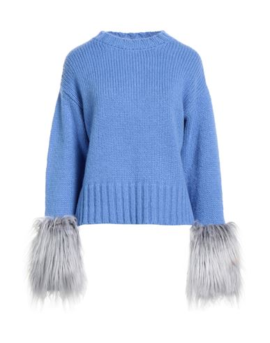 Tessa . Woman Sweater Azure Size L Mohair Wool, Wool, Polyester In Blue