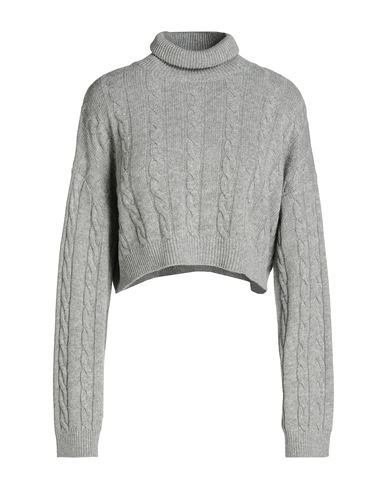 8 By Yoox Cable Knit Cropped Roll-neck Woman Turtleneck Grey Size Xxl Viscose, Recycled Polyamide, R