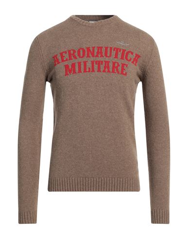 Aeronautica Militare Man Sweater Khaki Size L Wool, Polyamide In Beige