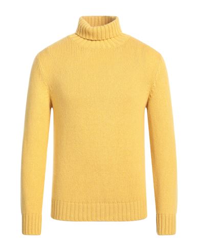 Aragona Man Turtleneck Yellow Size 42 Wool, Cashmere