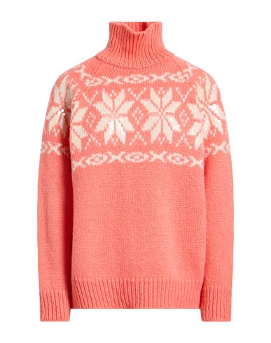 Tessa . Woman Turtleneck Salmon Pink Size L Mohair Wool, Wool, Polyester In Pink
