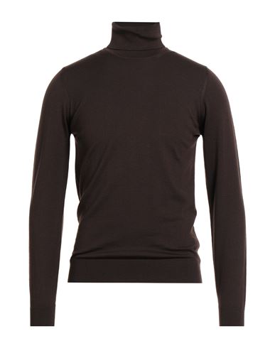Alpha Studio Man Turtleneck Dark Brown Size 42 Merino Wool In Brown