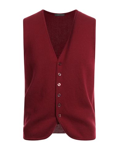 Thomas Reed Man Cardigan Burgundy Size 3xl Wool In Red
